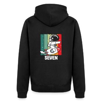 Seventh Birthday Space Adventure - Unisex Premium Organic Zip Hoodie - black - Back - Nico (187cm)