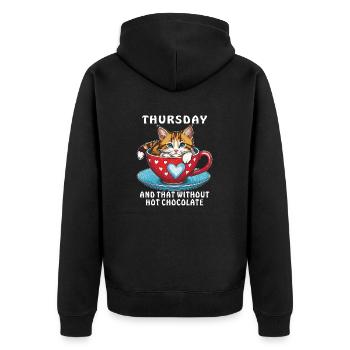 CAT MUG THURSDAY AND THAT WITHOUT HOT - Unisex Premium Organic Zip Hoodie - black - Back - Nico (187cm)