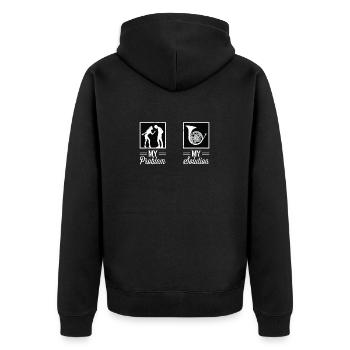 Corniste Mon problème Mon pictogramme Maman Papa - Veste à capuche bio Premium Unisexe - noir - Dos - Nico (187cm)