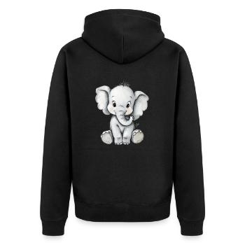 kleiner süßer Elefant - Unisex Premium Bio Zip Hoodie - Schwarz - Hinten - Nico (187cm)