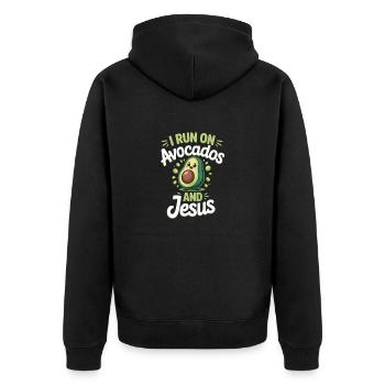 Avocado Jesus Glaube Christ - Unisex Premium Bio Zip Hoodie - Schwarz - Hinten - Nico (187cm)
