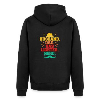 Gaslighting Husband Dad Gaslighter - Unisex Premium Bio Zip Hoodie - Schwarz - Hinten - Nico (187cm)