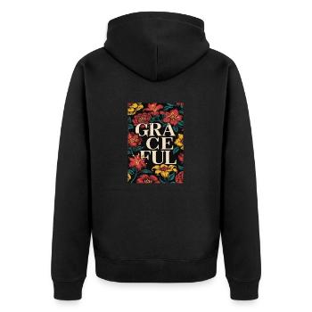 Motif floral gris Oeuvre - Veste à capuche bio Premium Unisexe - noir - Dos - Nico (187cm)