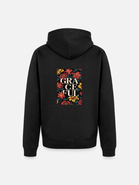 Grauevolle Blumenmuster Kunstwerk - Unisex Premium Bio Zip Hoodie - Schwarz