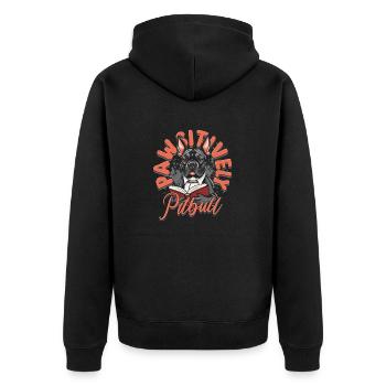 Pitbull Pitbulls Pawsitive Pitbull - Unisex Premium Organic Zip Hoodie - black - Back - Nico (187cm)