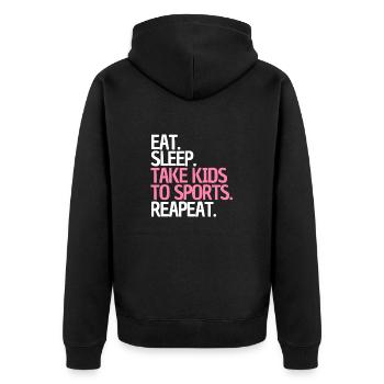 Eltern Spruch Kinder Sport Humor - Unisex Premium Bio Zip Hoodie - Schwarz - Hinten - Nico (187cm)