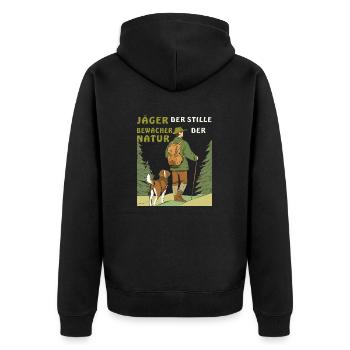 HUNTER GUARDIAN OF NATURE - Unisex Premium Organic Zip Hoodie - black - Back - Nico (187cm)