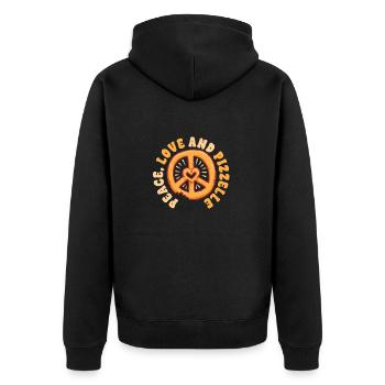 Pizzelle Waffle Biscuit Peace Love And Pizzelle - Unisex Premium Organic Zip Hoodie - black - Back - Nico (187cm)
