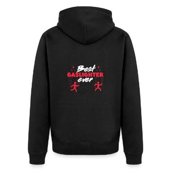 Gaslighting Best Gaslighter Ever - Unisex Premium Bio Zip Hoodie - Schwarz - Hinten - Nico (187cm)