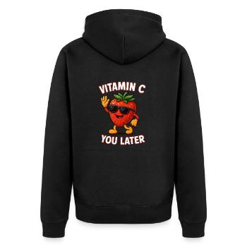 Drôle de fraise vitamine C fruits fruits - Veste à capuche bio Premium Unisexe - noir - Dos - Nico (187cm)