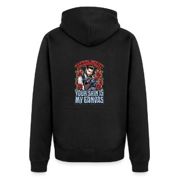 Tattoo Artist Your Skin Is My Canvas Tattoo Lover - Unisex Premium Bio Zip Hoodie - Schwarz - Hinten - Nico (187cm)