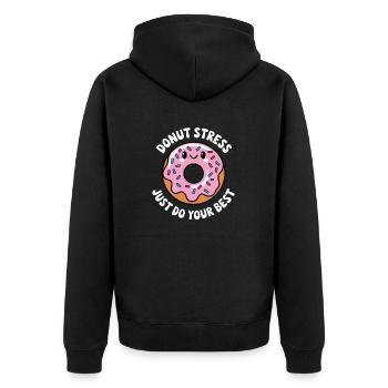 Donut Stress Just Do Your Best - Unisex Premium Bio Zip Hoodie - Schwarz - Hinten - Nico (187cm)