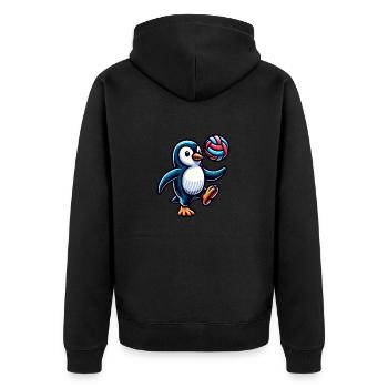 Pingouin s’amusant avec le volley-ball - Veste à capuche bio Premium Unisexe - noir - Dos - Nico (187cm)