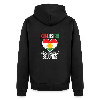 Kurdistan Where My Heart Belongs Kurde Kurden - Unisex Premium Bio Zip Hoodie - Schwarz - Hinten - Nico (187cm)