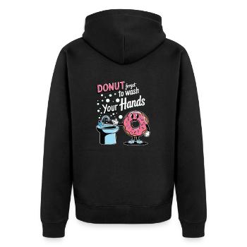 Donut Forget to Wash Your Hands - Unisex Premium Bio Zip Hoodie - Schwarz - Hinten - Nico (187cm)