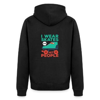 I Wear Skates And Hit People Roller Derby Skating - Unisex Premium Bio Zip Hoodie - Schwarz - Hinten - Nico (187cm)