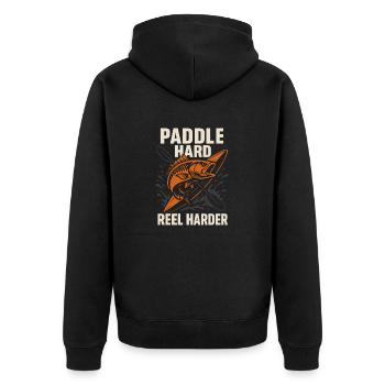 Kayak Fishing Life Angler Pride Fish On Outdoor - Unisex Premium Bio Zip Hoodie - Schwarz - Hinten - Nico (187cm)