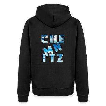 CHEMNITZ - Unisex Premium Bio Zip Hoodie - Schwarz - Hinten - Nico (187cm)