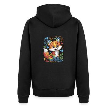 Raus Aus Der Vorschule, Kindergarten Bunt Fuchs - Unisex Premium Bio Zip Hoodie - Schwarz - Hinten - Nico (187cm)