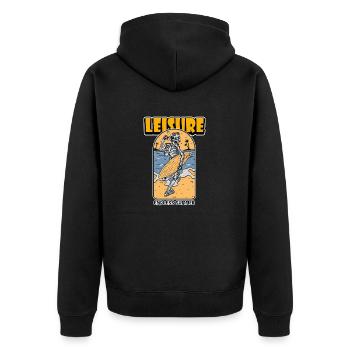 Skeleton Beach Surfer - Unisex Premium Bio Zip Hoodie - Schwarz - Hinten - Nico (187cm)
