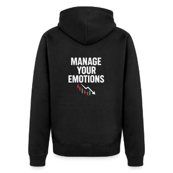 Manage Your Emotions with Stock Trader Trading - Unisex Premium Organic Zip Hoodie - black - Back - Nico (187cm)
