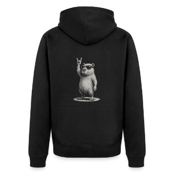 Rock Music Funny Capybara with Sunglasses - Unisex Premium Organic Zip Hoodie - black - Back - Nico (187cm)