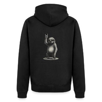 Rock Music Funny Sloth with Sunglasses - Unisex Premium Organic Zip Hoodie - black - Back - Nico (187cm)