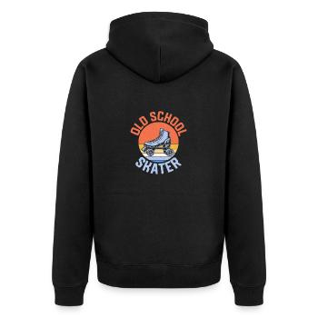 Oldschool Skater Roller Derby Skating - Unisex Premium Organic Zip Hoodie - black - Back - Nico (187cm)