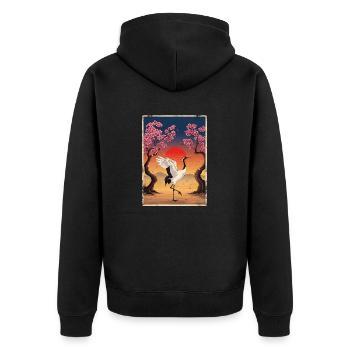 Grue japonaise Fleur de cerisier - Veste à capuche bio Premium Unisexe - noir - Dos - Nico (187cm)