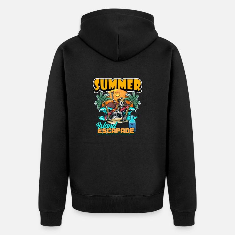 Escapade sur l’île d’été Design - Veste à capuche bio Premium Unisexe - noir