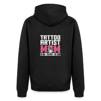 Tattoo Artist Mom The Idol The Myth The Tattooer - Unisex Premium Bio Zip Hoodie - Schwarz - Hinten - Nico (187cm)