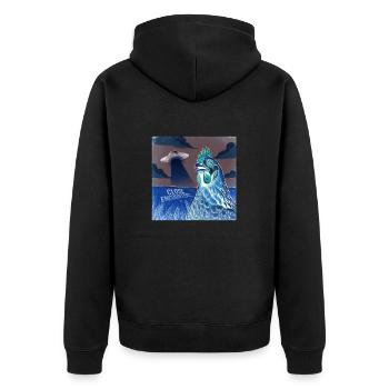 Aliens Und Hühner: Unerwartete Begegnungen - Unisex Premium Bio Zip Hoodie - Schwarz - Hinten - Nico (187cm)