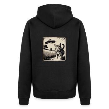 Cat and UFO Adventure Drawing - Unisex Premium Organic Zip Hoodie - black - Back - Nico (187cm)