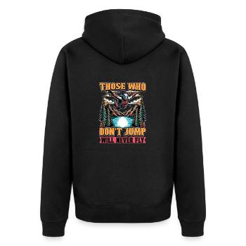 Skydiving Those Who Don't Jump Will Parachuting - Unisex Premium Bio Zip Hoodie - Schwarz - Hinten - Nico (187cm)
