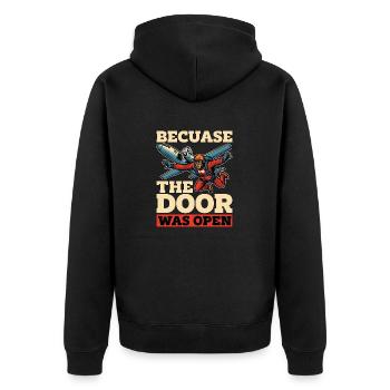 Skydiving Because The Door Was Open Parachutist - Unisex Premium Bio Zip Hoodie - Schwarz - Hinten - Nico (187cm)