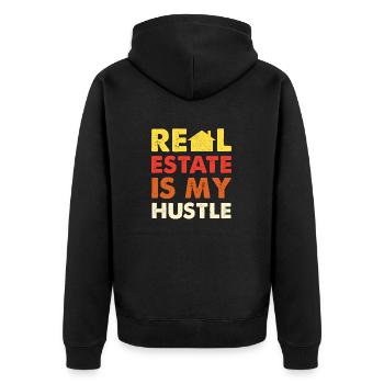 Immobilien Sind Mein Geschäft - Unisex Premium Bio Zip Hoodie - Schwarz - Hinten - Nico (187cm)
