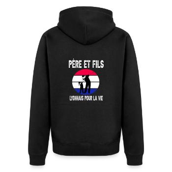 père et fils papa dab lyon supporter lyonnais - Veste à capuche bio Premium Unisexe - noir - Dos - Nico (187cm)