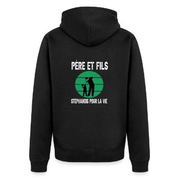 père et fils papa dab saint étienne supporter - Veste à capuche bio Premium Unisexe - noir - Dos - Nico (187cm)