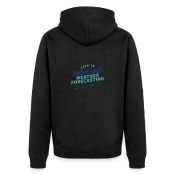 Meteorologe Wettervorhersager - Unisex Premium Bio Zip Hoodie - Schwarz - Hinten - Nico (187cm)
