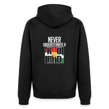 Kurdistan Kurde Kurden Never Underestimate A Kurd - Unisex Premium Bio Zip Hoodie - Schwarz - Hinten - Nico (187cm)