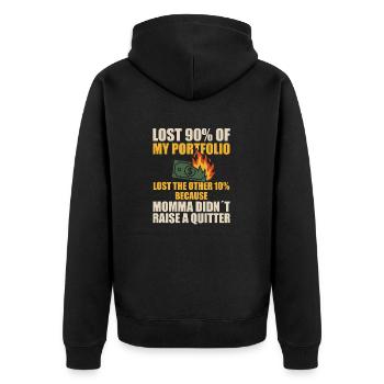 Perdu 90 % de mon portefeuille Drôles de traders boursiers - Veste à capuche bio Premium Unisexe - noir - Dos - Nico (187cm)