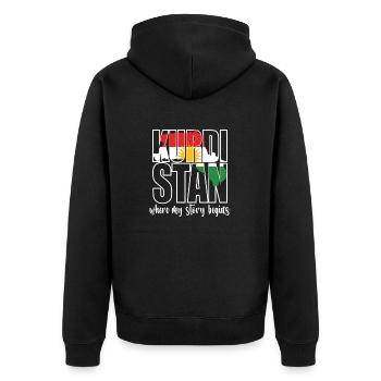 Kurdistan Where My Story Begins Kurde Kurden - Unisex Premium Bio Zip Hoodie - Schwarz - Hinten - Nico (187cm)