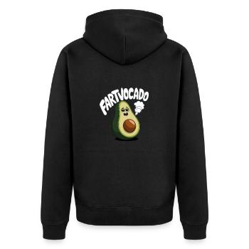 Lustige Avocado Furzen Pupsen Fartvocado - Unisex Premium Bio Zip Hoodie - Schwarz - Hinten - Nico (187cm)