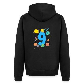 Space Adventure Number Nine - Unisex Premium Organic Zip Hoodie - black - Back - Nico (187cm)