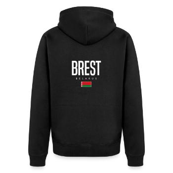 Brest Belarus Weißrussland - Unisex Premium Organic Zip Hoodie - black - Back - Nico (187cm)