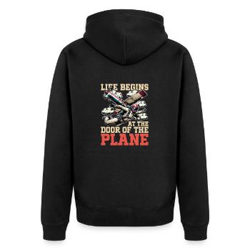 Skydiving Life Begins At The Door Paragliding - Unisex Premium Bio Zip Hoodie - Schwarz - Hinten - Nico (187cm)