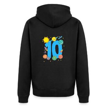 Space adventure for the 10th birthday - Unisex Premium Organic Zip Hoodie - black - Back - Nico (187cm)