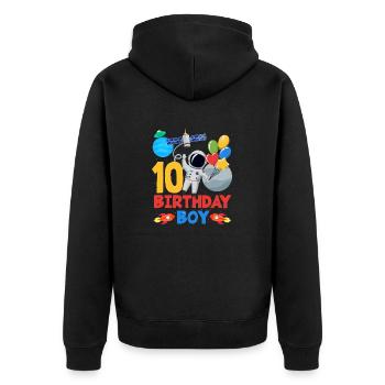 Astronaut Space 10 Birthday Boy - Unisex Premium Organic Zip Hoodie - black - Back - Nico (187cm)