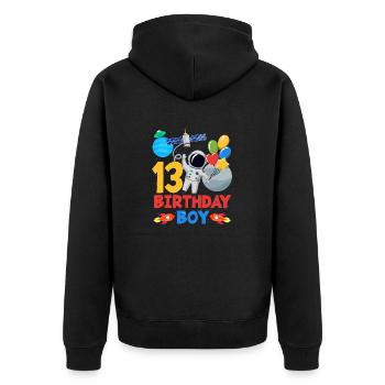 13 Birthday Boy Astronaut Space - Unisex Premium Organic Zip Hoodie - black - Back - Nico (187cm)