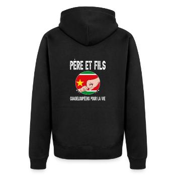père et fils papa guadeloupéen guadeloupe - Veste à capuche bio Premium Unisexe - noir - Dos - Nico (187cm)